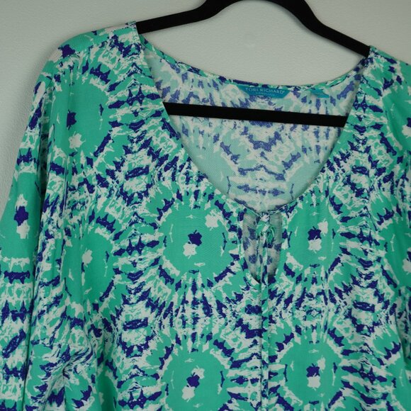 Tori Richard Green and Blue Flowy Dress‎ Size Medium - Picture 4 of 9